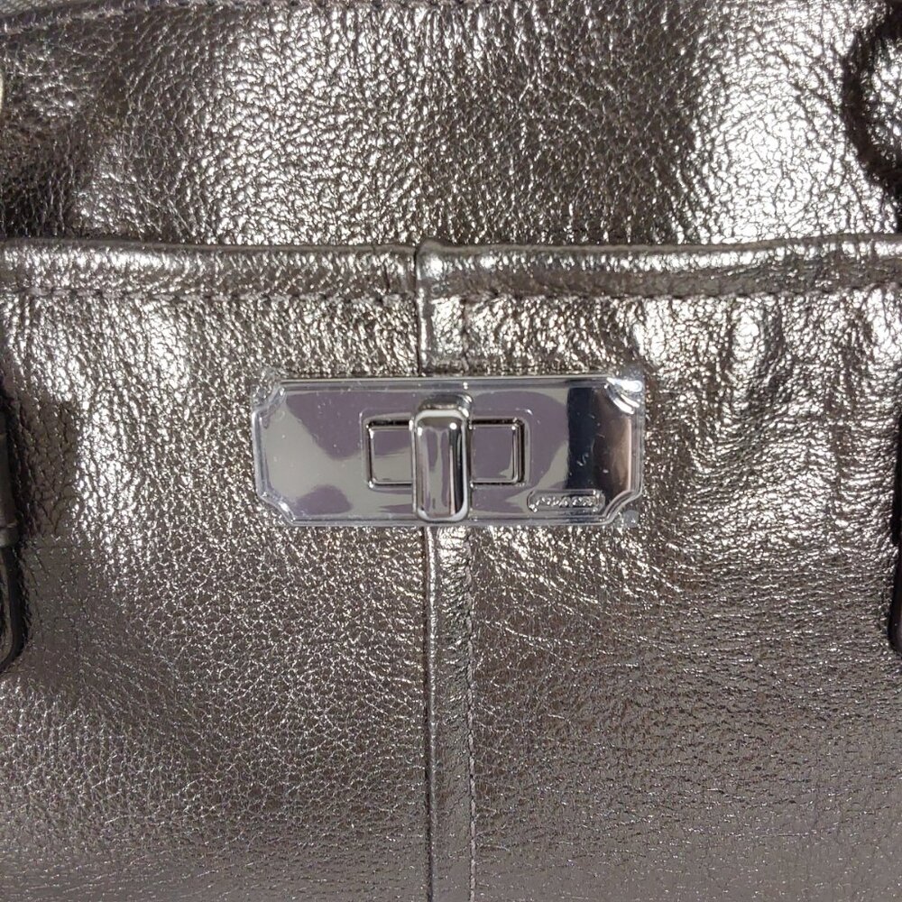 NWT Coach Metallic Gunmetal Mini Chelsea Leather Satchel Bag Edgy/Glam/Statement - Picture 2 of 9